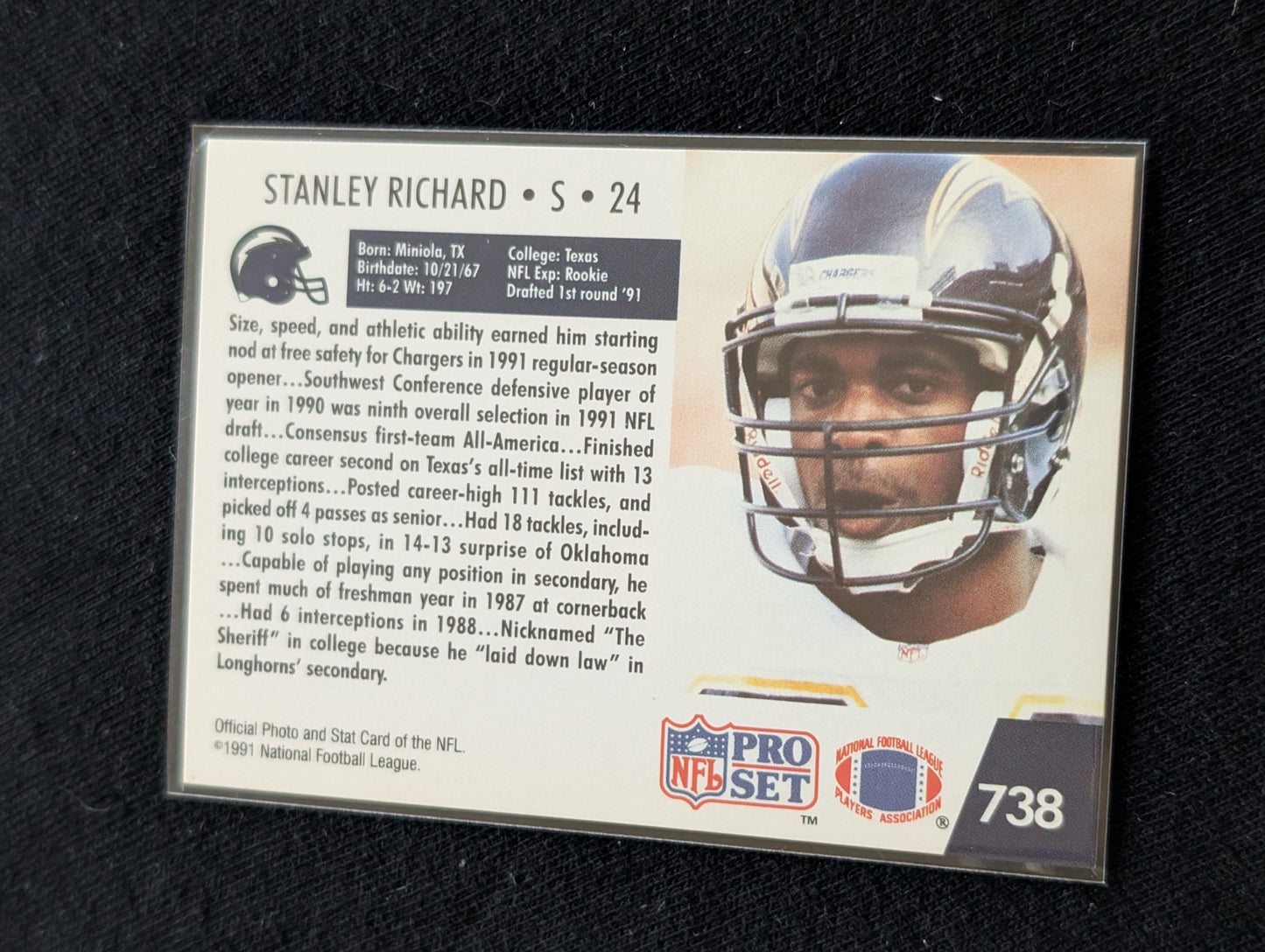 Stanley Richard Chargers Safety Rookie Lot (2) 1991 Topps Draft Pick & Pro Set