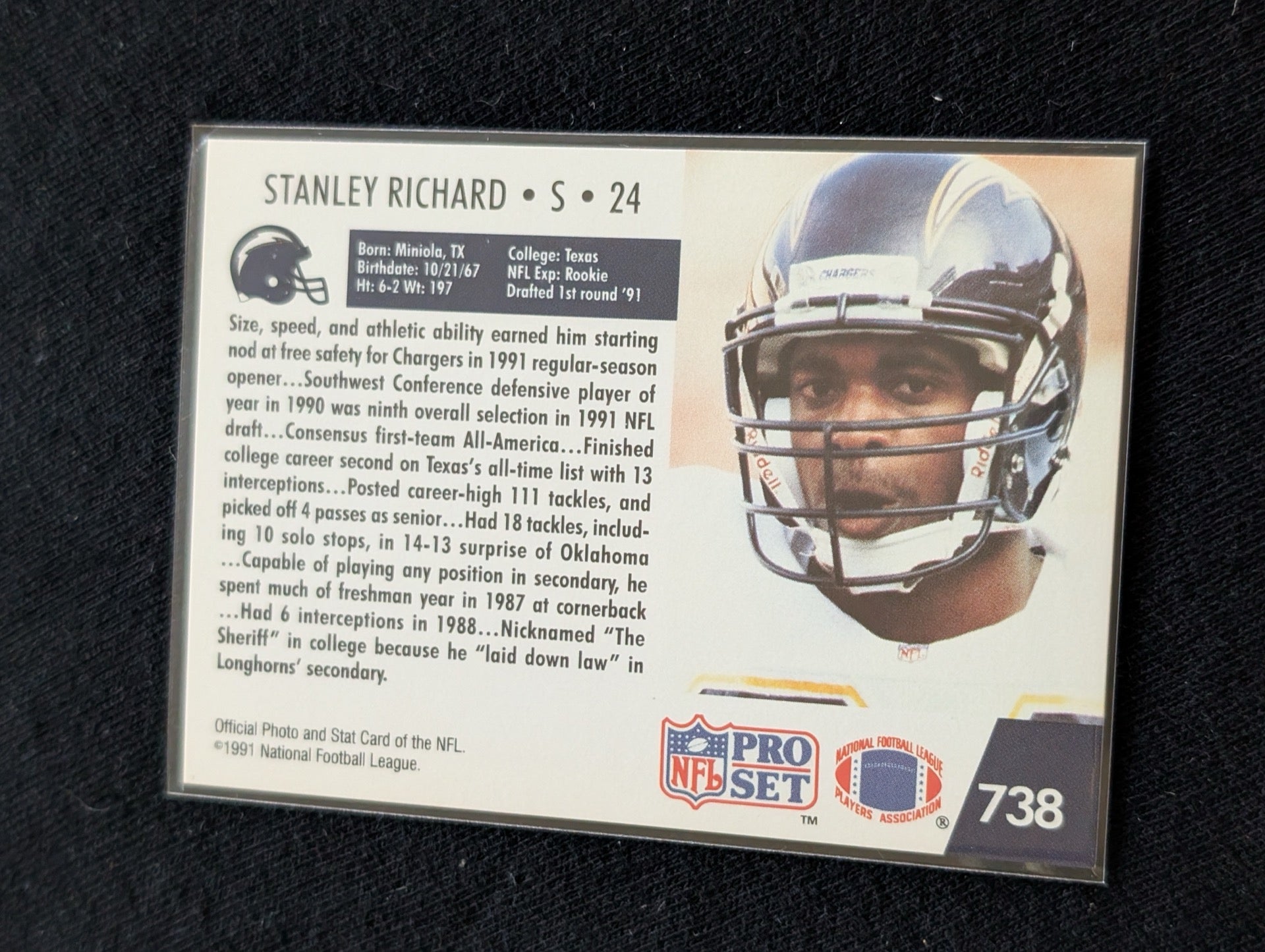 Stanley Richard Chargers Safety Rookie Lot (2) 1991 Topps Draft Pick & Pro Set