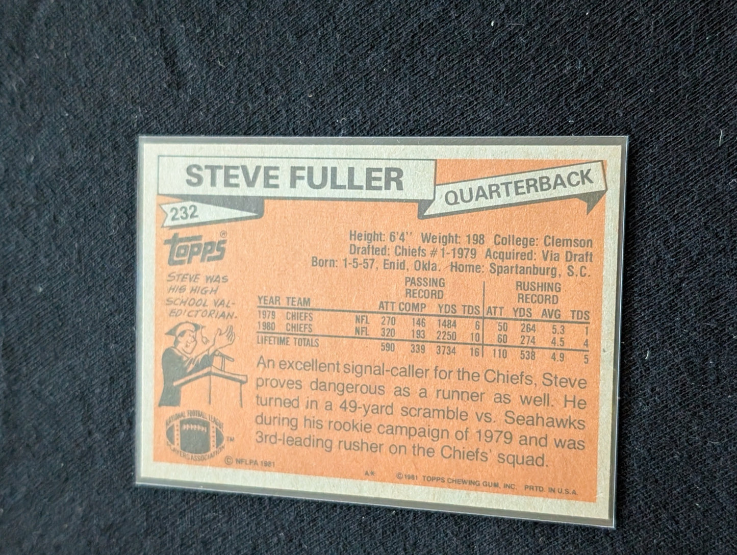 Steve Fuller Chiefs Vintage Topps Lot (2) 1980 & 1981 QB Super Bowl XX Champ