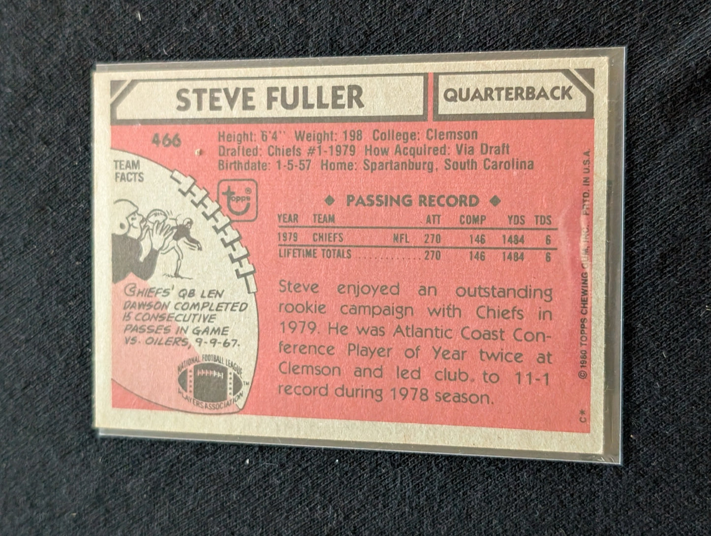 Steve Fuller Chiefs Vintage Topps Lot (2) 1980 & 1981 QB Super Bowl XX Champ