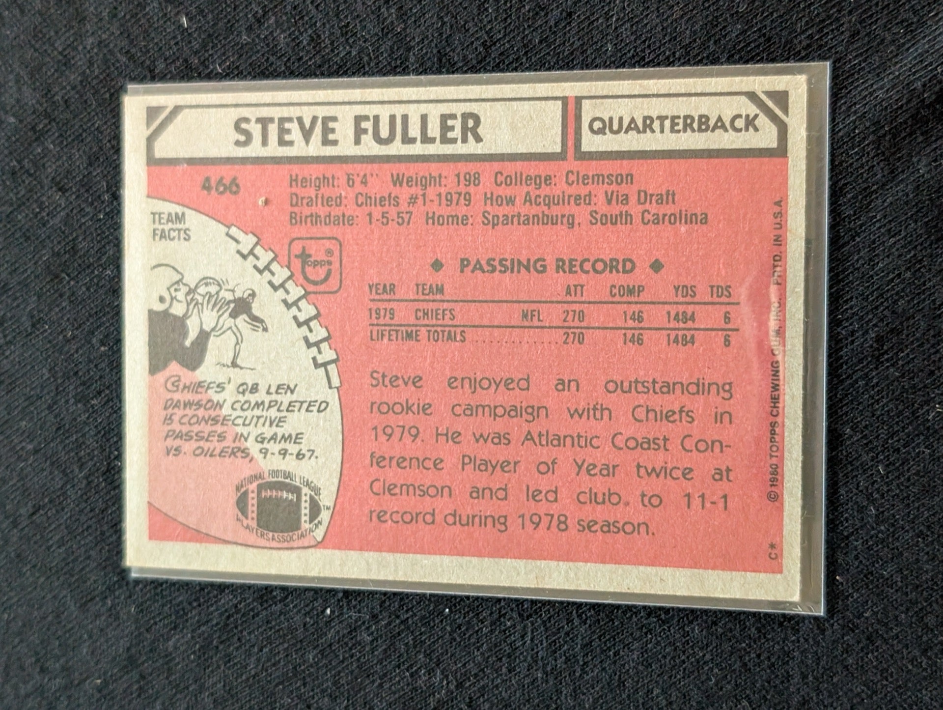 Steve Fuller Chiefs Vintage Topps Lot (2) 1980 & 1981 QB Super Bowl XX Champ