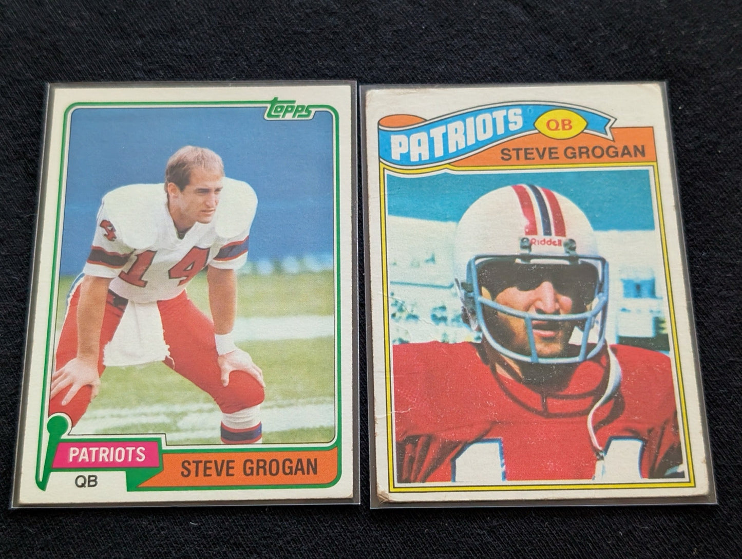 Steve Grogan Patriots HOF QB Vintage Topps Lot (2) 1980 & 1981