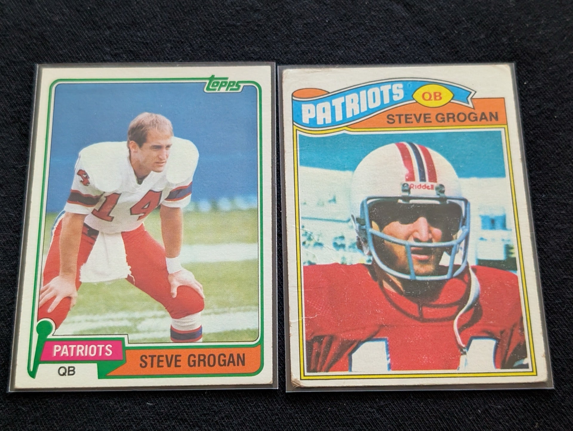 Steve Grogan Patriots HOF QB Vintage Topps Lot (2) 1980 & 1981