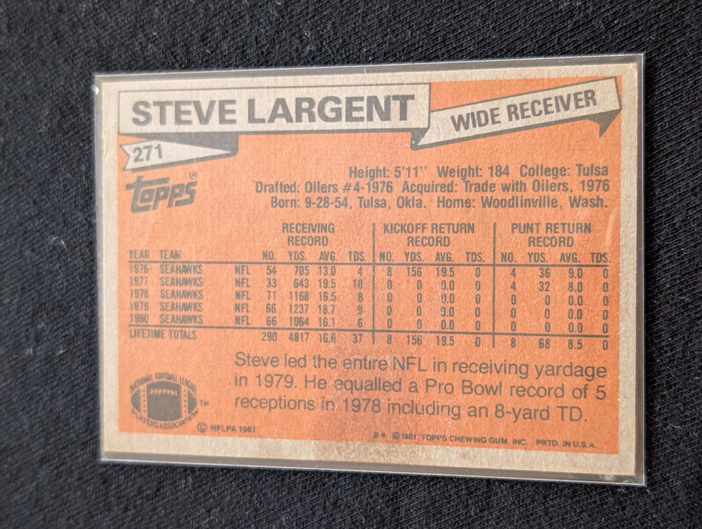 Steve Largent HOF Seahawks Legend Vintage Topps Lot (2) 1980 & 1981
