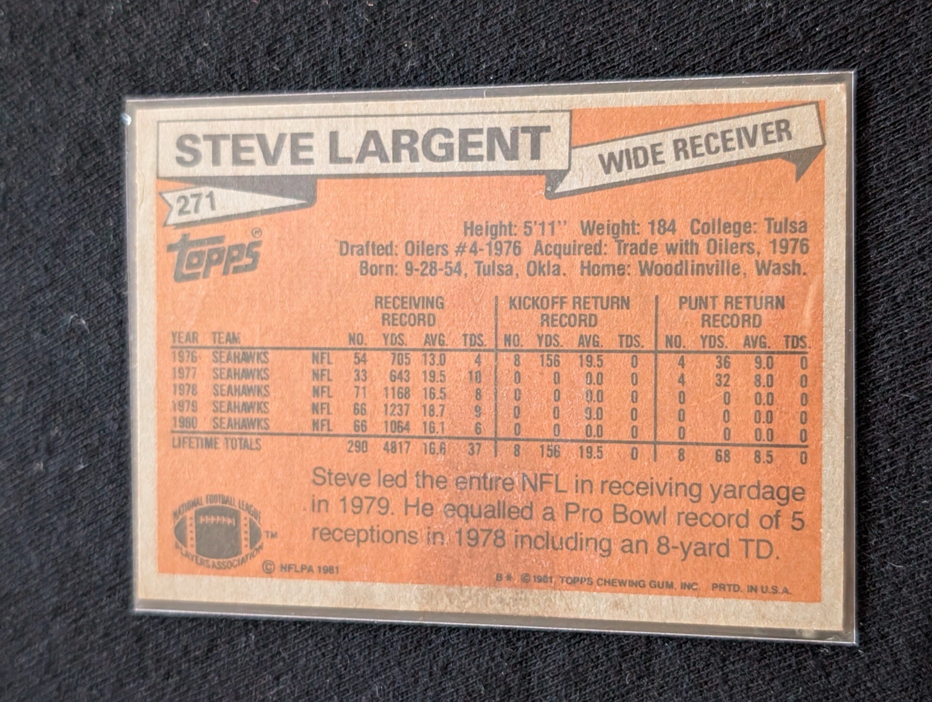 Steve Largent HOF Seahawks Legend Vintage Topps Lot (2) 1980 & 1981