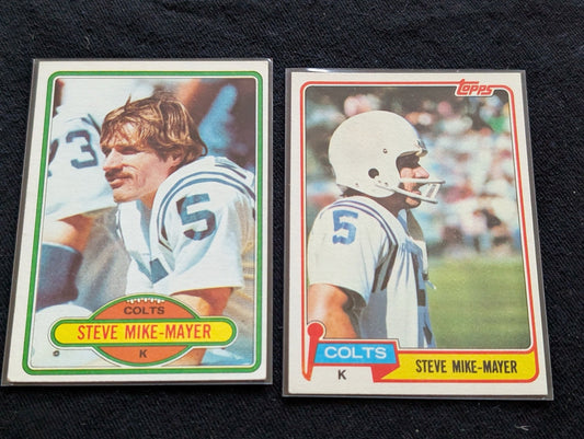 Steve Mike-Mayer Colts Kicker Vintage Topps Lot (2) 1980 & 1981