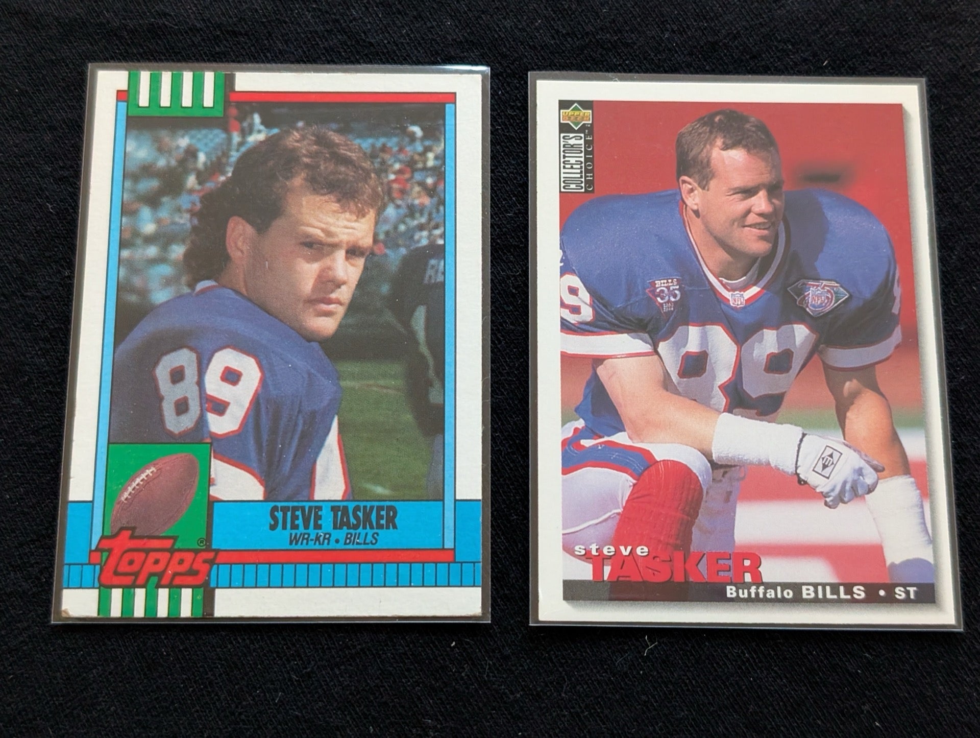 Steve Tasker Bills Legend Lot (2) 1990 Topps & 1994 Collector's Choice ST Icon