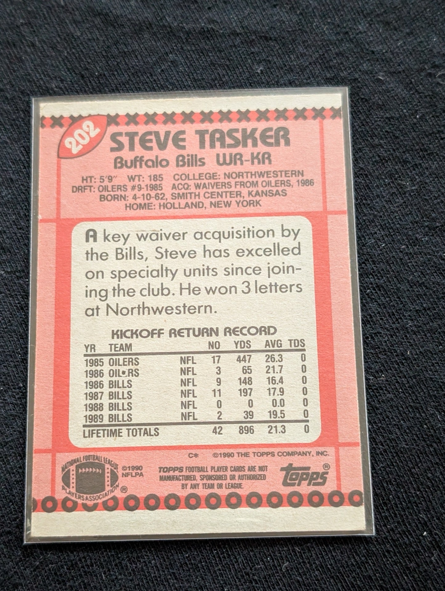 Steve Tasker Bills Legend Lot (2) 1990 Topps & 1994 Collector's Choice ST Icon