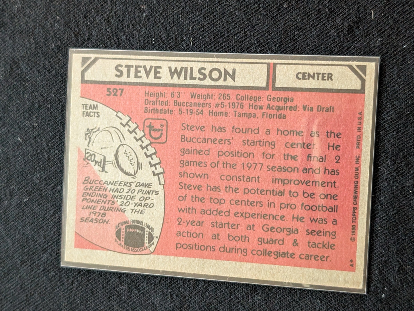 Steve Wilson Buccaneers Vintage Center Lot (2) 1978 & 1980 Topps