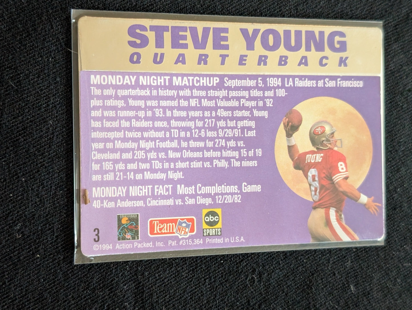 Steve Young HOF 49ers Legend Lot (3) 1990 Topps Action Packed 1991 Pro Line