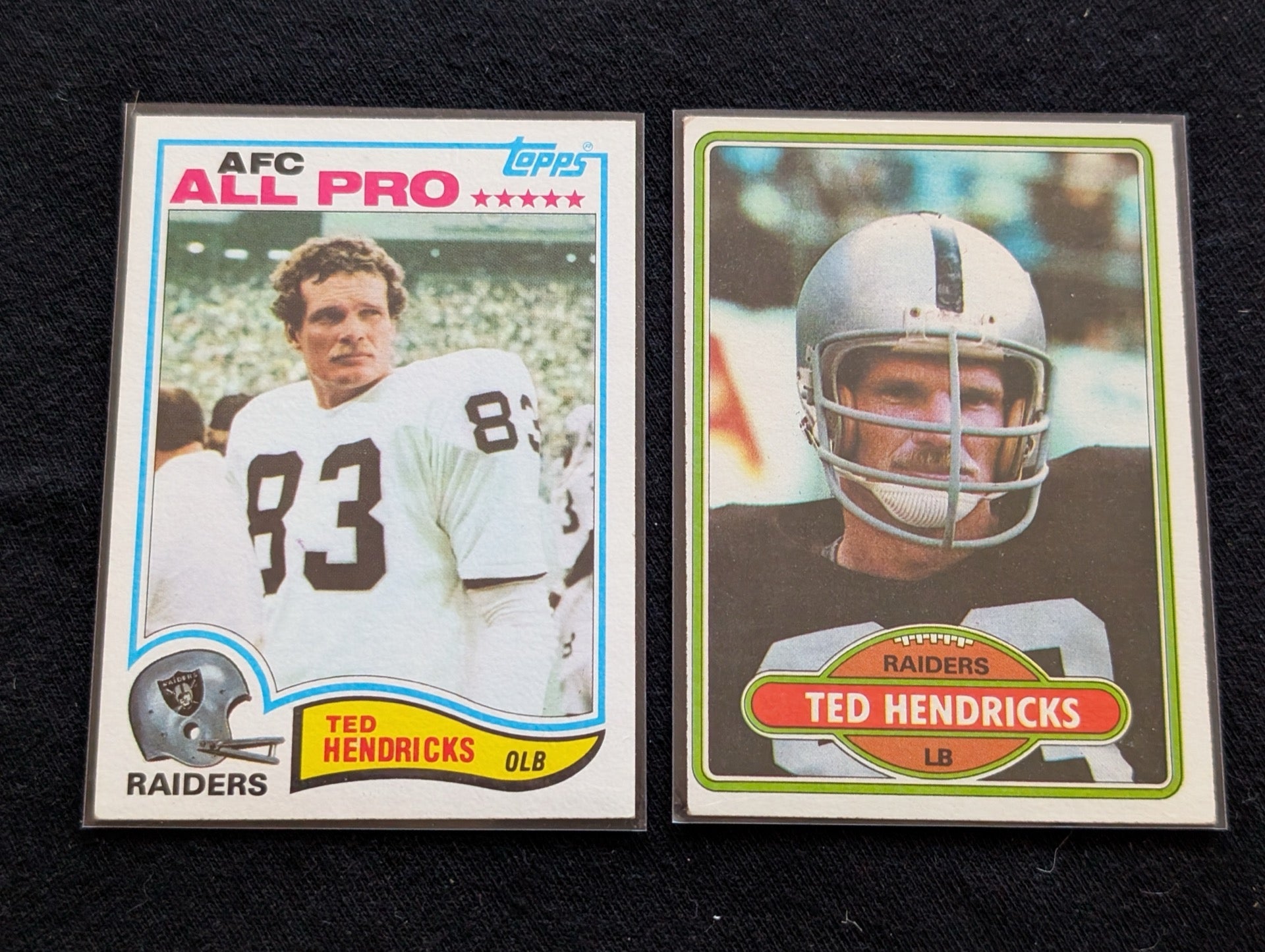 Ted Hendricks HOF Raiders Legend Vintage Lot (2) 1980 & 1981 Topps All-Pro