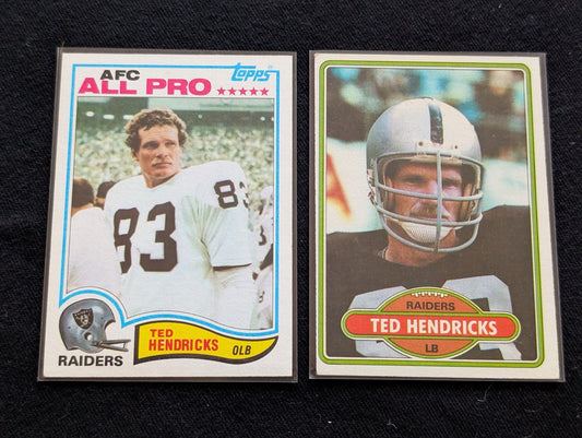 Ted Hendricks HOF Raiders Legend Vintage Lot (2) 1980 & 1981 Topps All-Pro
