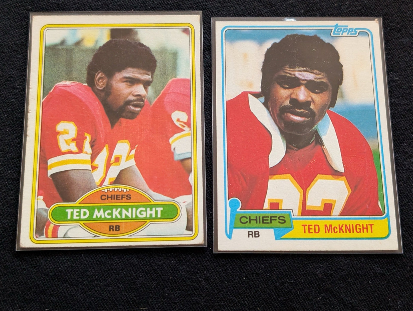 Ted McKnight Kansas City Chiefs Vintage Topps Lot (2) 1980 & 1981 RB