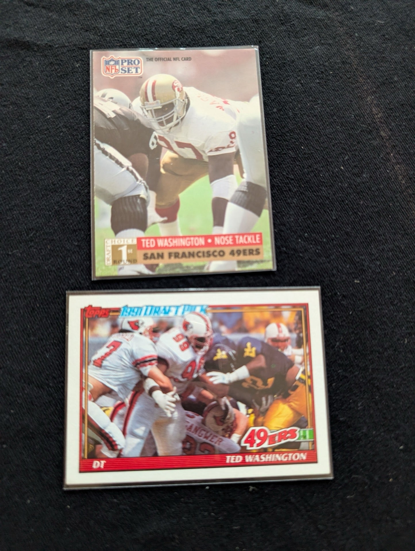 Ted Washington 49ers DT Rookie Lot (2) 1991 Topps Draft Pick & Pro Set RC
