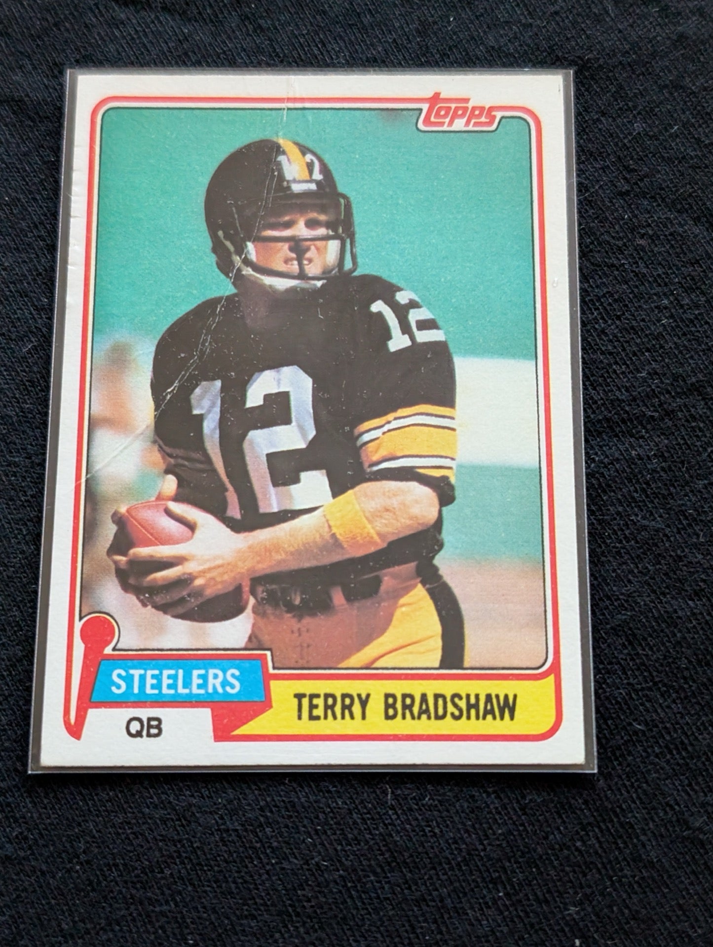 Terry Bradshaw HOF Steelers Legend Lot (4) 1981 Topps, Pro Set MVP, Playoff