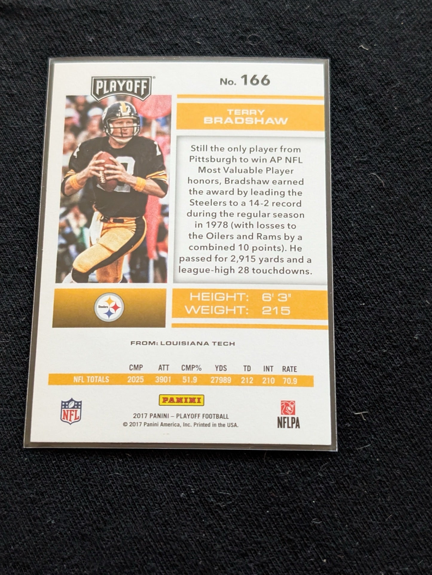 Terry Bradshaw HOF Steelers Legend Lot (4) 1981 Topps, Pro Set MVP, Playoff