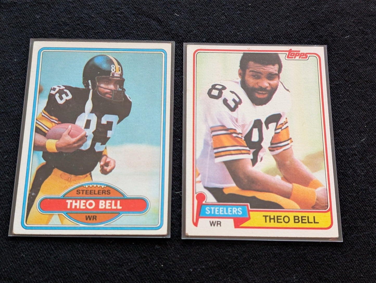 Theo Bell Steelers WR Vintage Topps Lot (2) 1980 & 1981 2x Super Bowl Champ