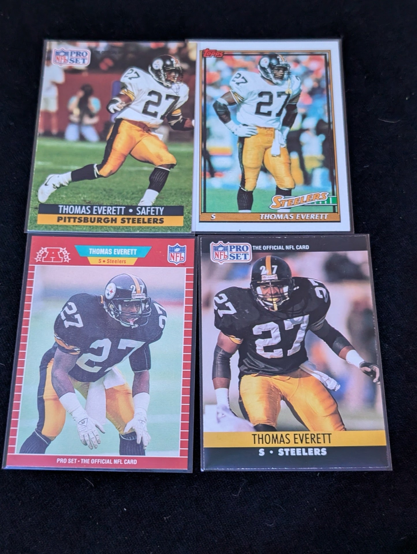 Thomas Everett Steelers Safety Lot (4) 1990-1991 Topps Pro Set Pro Bowler