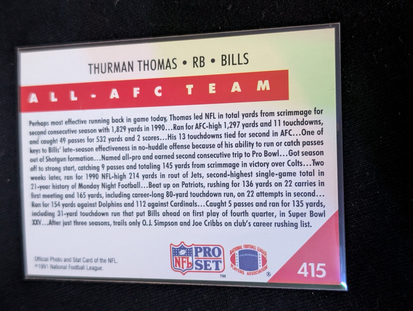Thurman Thomas HOF Bills Legend Lot (7) 90s Topps Pro Set UD Inserts MVP