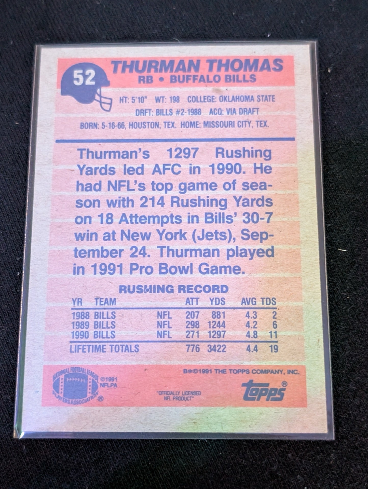 Thurman Thomas HOF Bills Legend Lot (7) 90s Topps Pro Set UD Inserts MVP