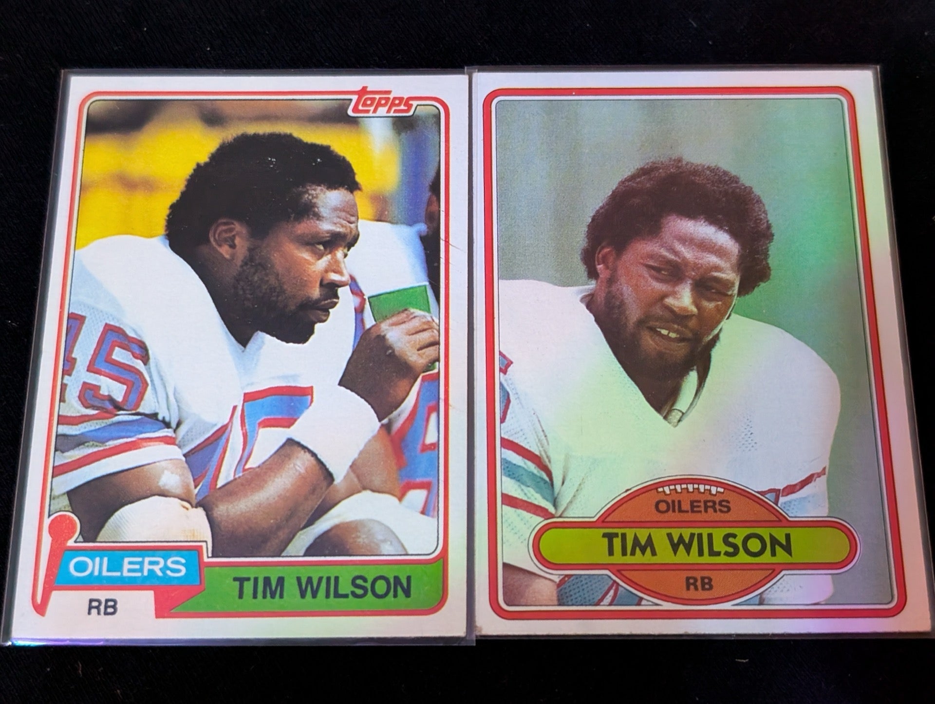 Tim Wilson Houston Oilers Vintage Topps Lot (2) 1980 & 1981 FB "Luv Ya Blue"