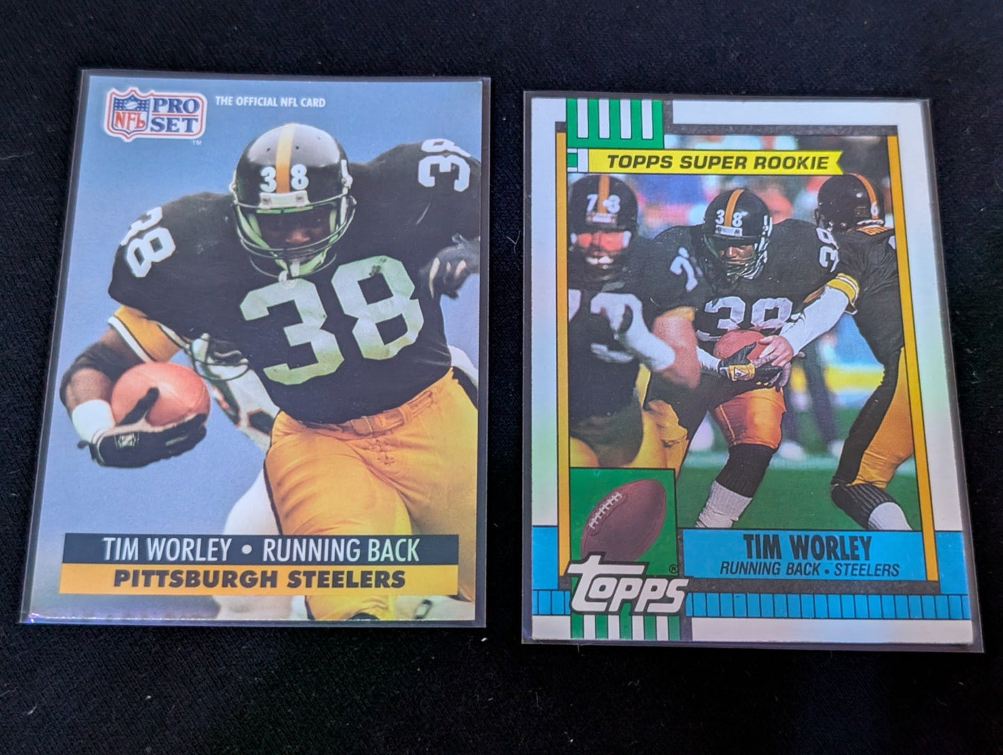 Tim Worley Steelers RB Rookie Lot (2) 1990 Topps Super Rookie & Pro Set