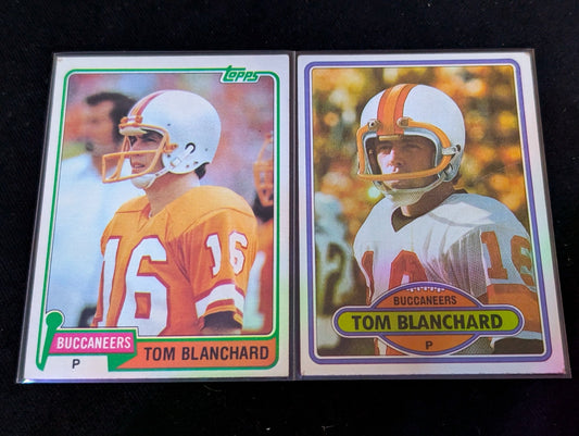 Tom Blanchard Buccaneers Punter Vintage Topps Lot (2) 1980 & 1981 Cards
