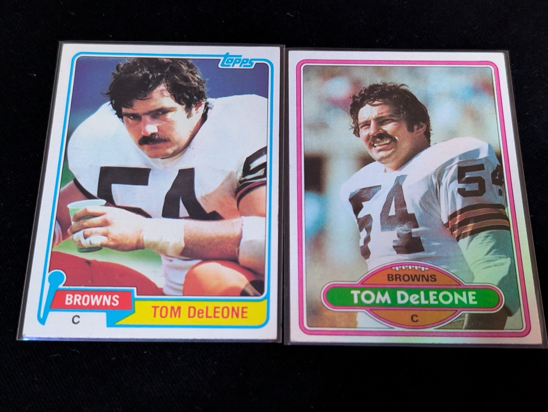 Tom DeLeone Browns Vintage Topps Lot (2) 1980 & 1981 2x Pro Bowl Center