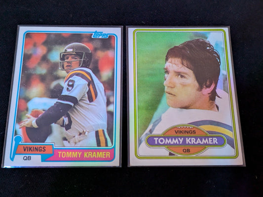 Tommy Kramer Vikings Vintage Topps Lot (2) 1980 & 1981 Pro Bowl QB