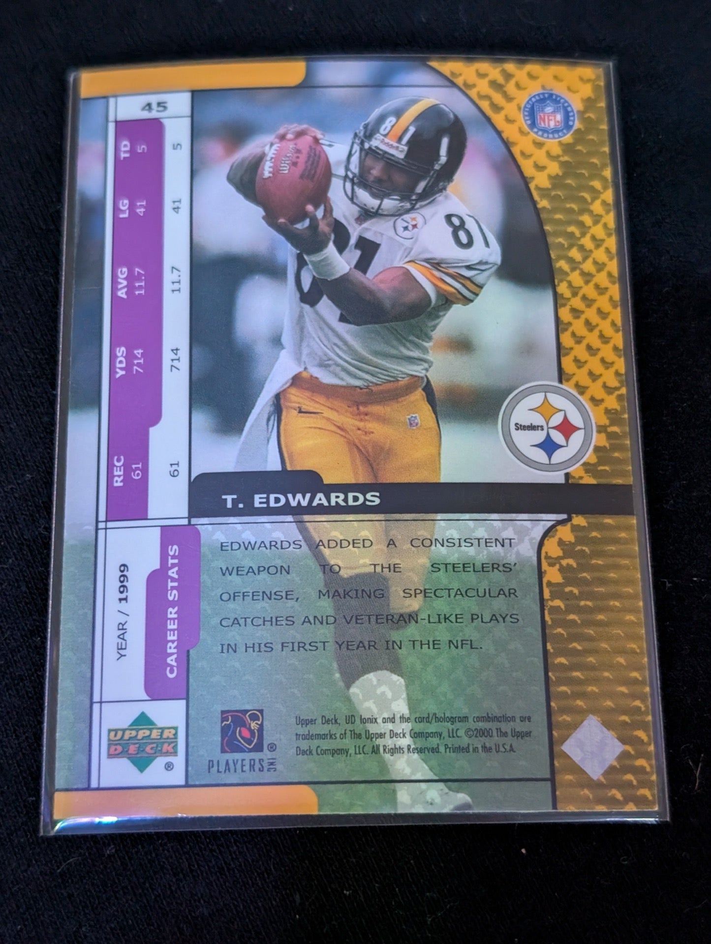 Troy Edwards Steelers WR Lot (2) 2002 Score & Donruss Ionix 1st Round Pick