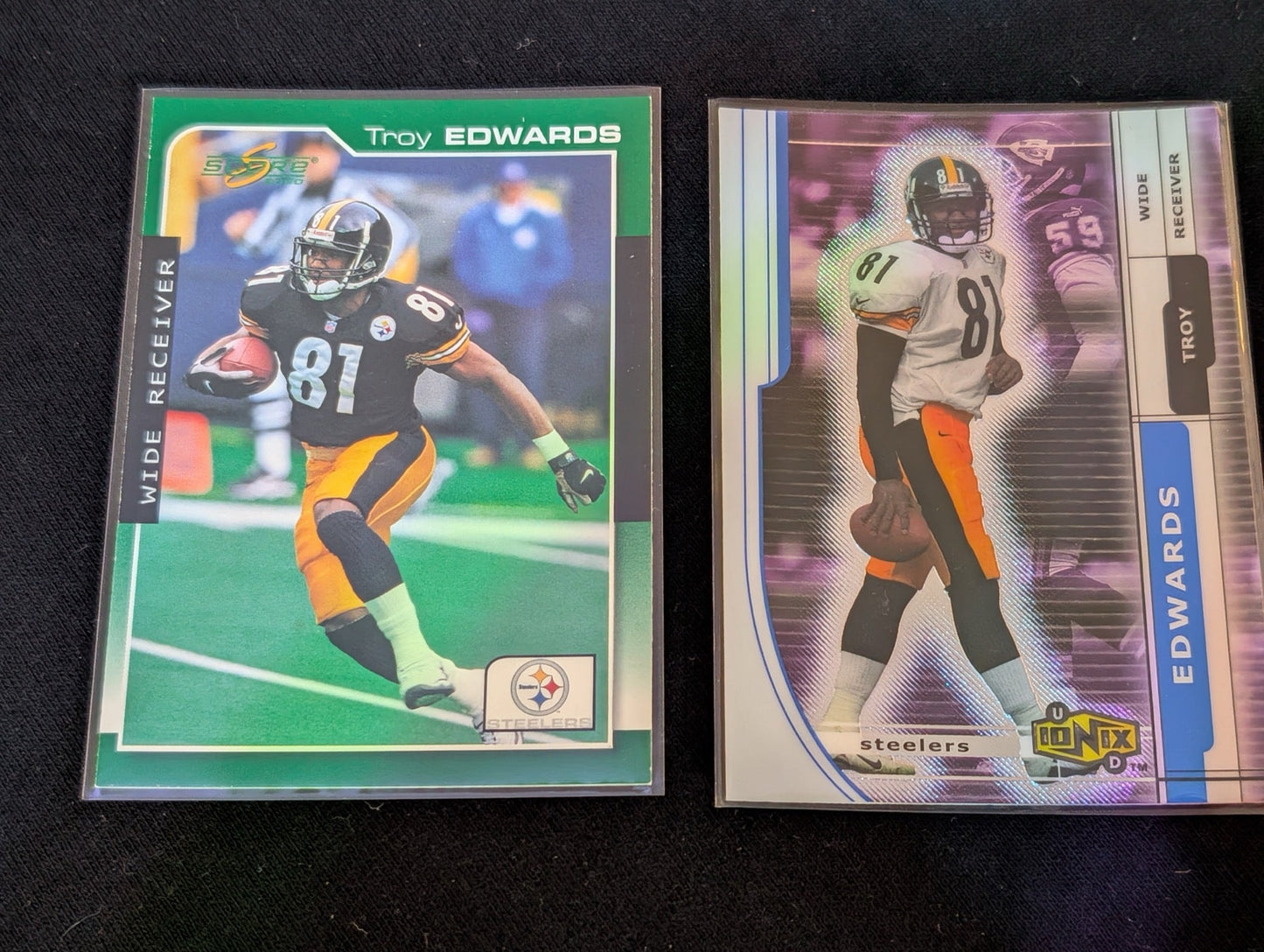 Troy Edwards Steelers WR Lot (2) 2002 Score & Donruss Ionix 1st Rd Pick