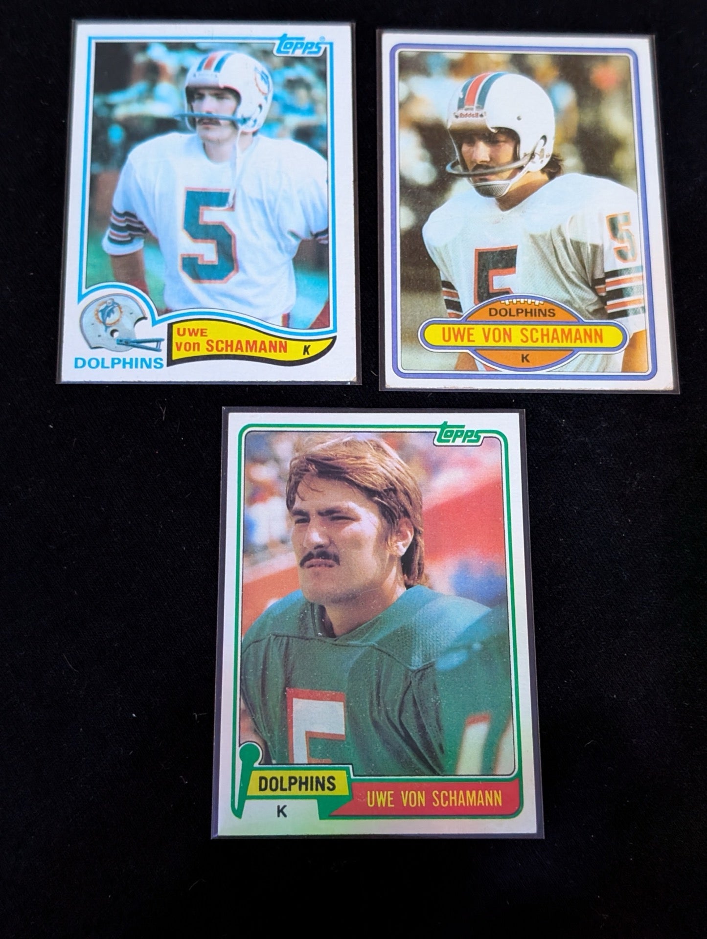 Uwe von Schamann Dolphins Kicker Vintage Topps Lot (3) 1980 1981 1982