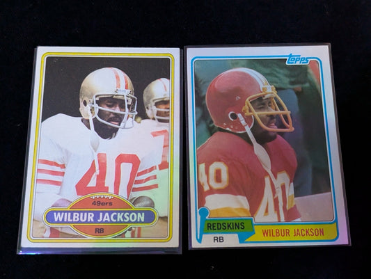 Wilbur Jackson Vintage Topps Lot (2) 1980 49ers & 1981 Redskins RB Alabama Trailblazer