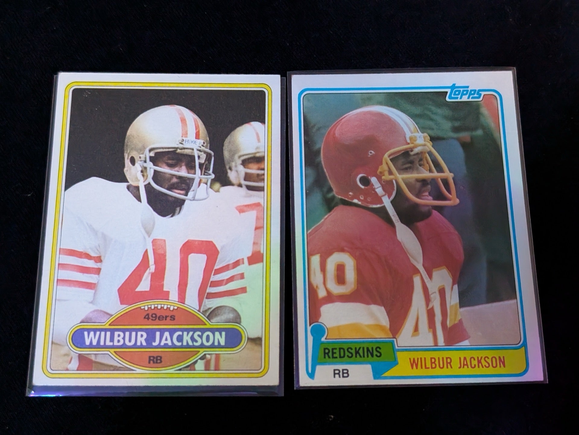 Wilbur Jackson Vintage Topps Lot (2) 1980 49ers and 1981 Redskins RB Alabama Trailblazer