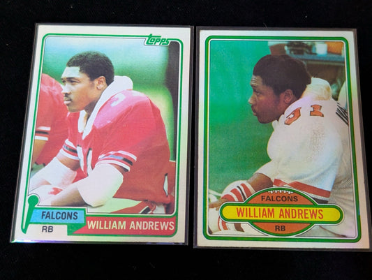 William Andrews Falcons Vintage Topps Lot (2) 1980 & 1981 4x Pro Bowl RB