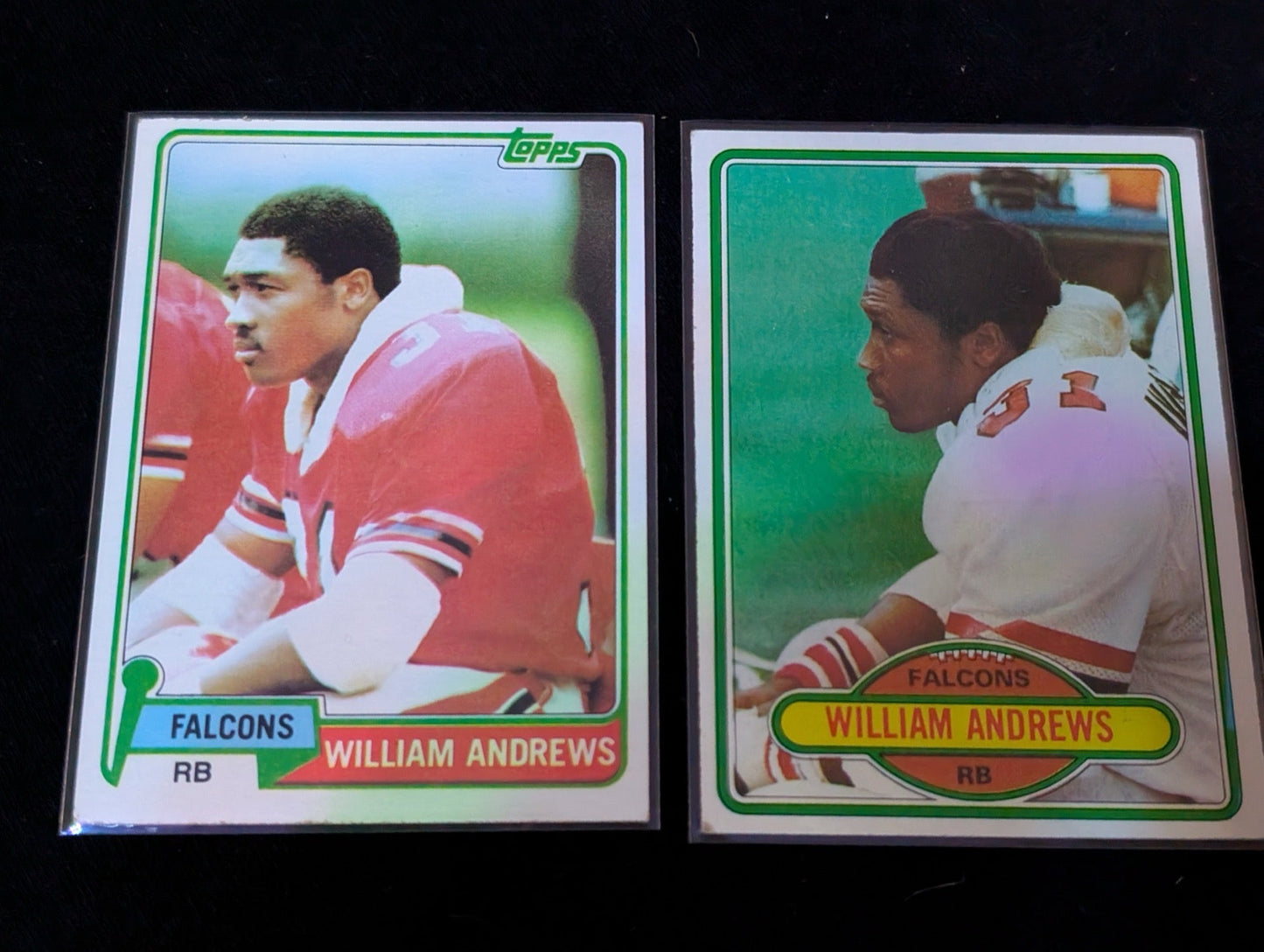 William Andrews Falcons Vintage Topps Lot (2) 1980 & 1981 RB Pro Bowler