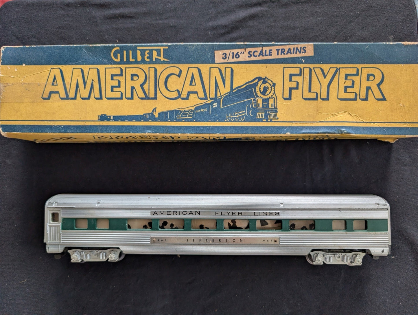 Vintage Gilbert American Flyer #961 "Jefferson" Passenger Car S-Gauge w/ Box