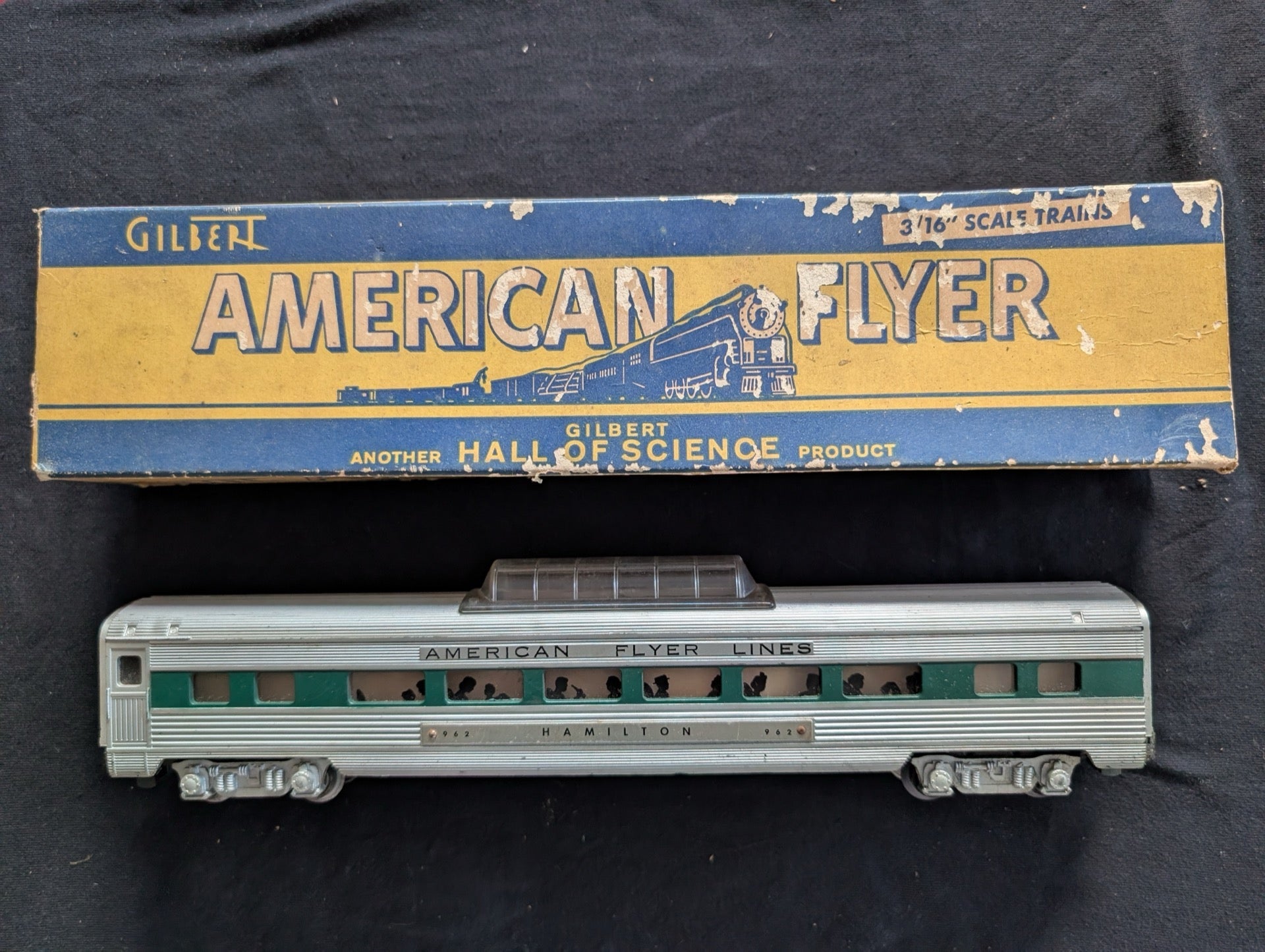 Vintage Gilbert American Flyer #962 "Hamilton" Vista Dome Car S-Gauge w/ Box