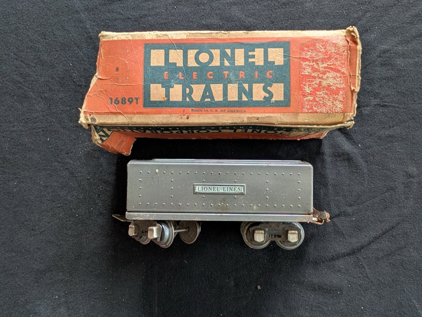 Lionel Pre-war O-Gauge #1689T Tinplate Tender w/ Original Box 1689T