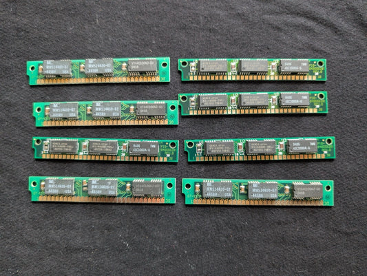 Lot of 8 Vintage 30-Pin SIMM RAM Sticks for Retro PC (MM514400-07)