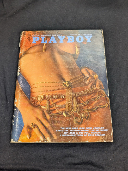Vintage Playboy Magazine February 1971 - Body Jewelry - Billy Graham