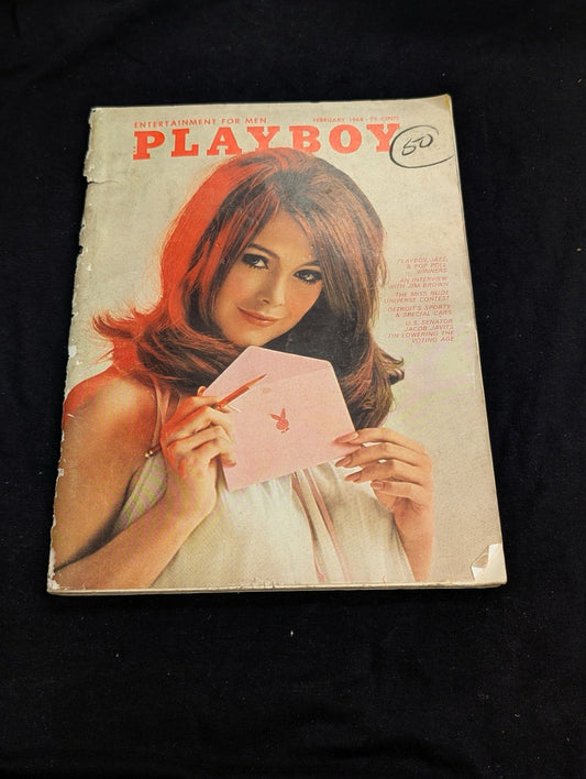 Vintage Playboy Magazine February 1968 - Jim Brown Interview - Miss Nude Universe