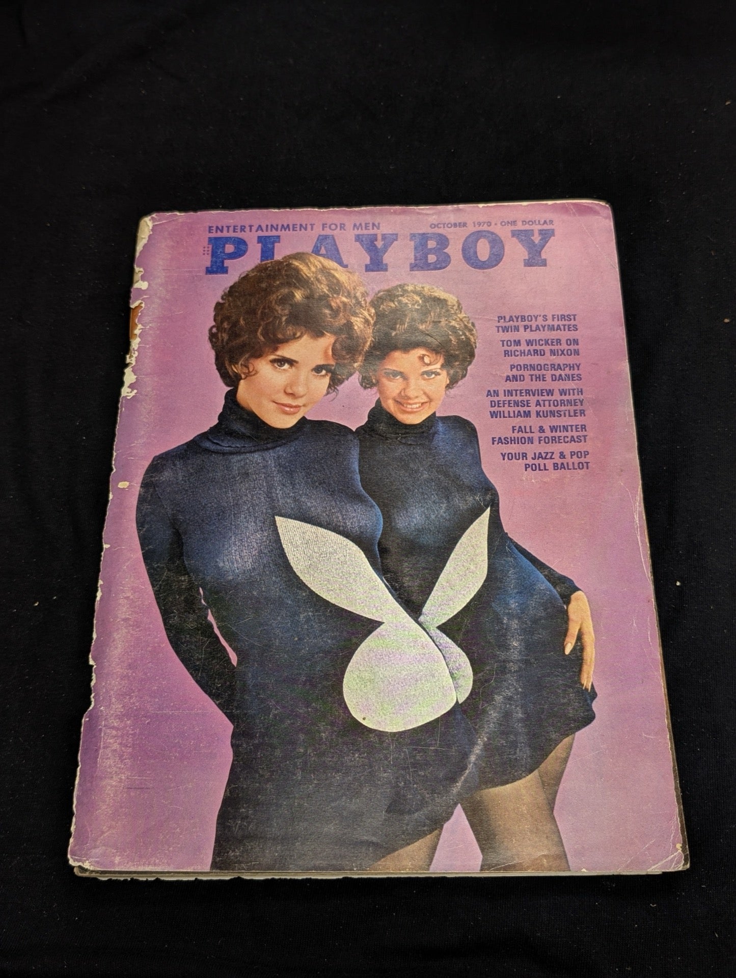 Vintage Playboy Magazine October 1970 - First Twin Playmates - William Kunstler