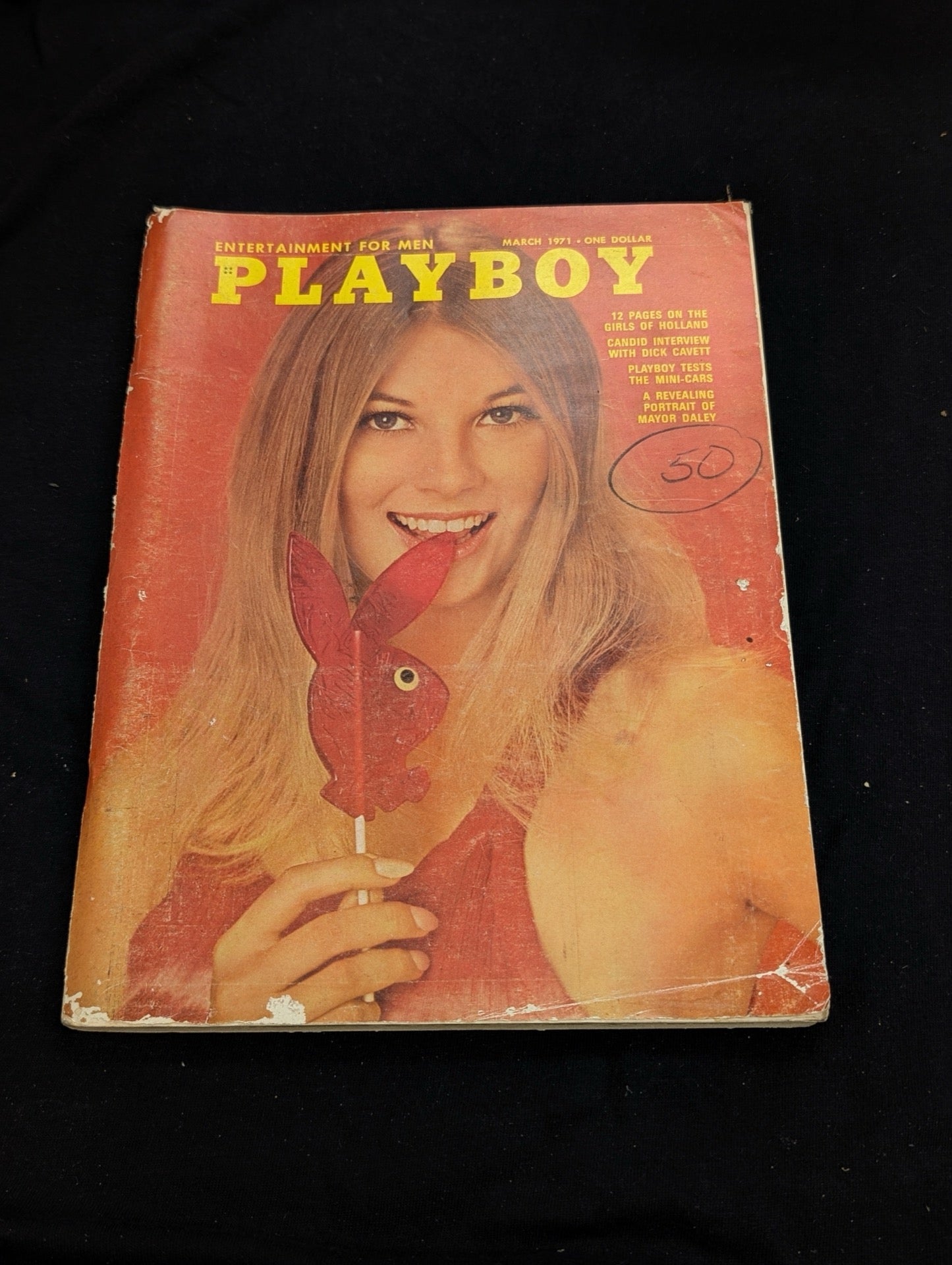 Playboy Magazine March 1971 Dick Cavett Interview Red Bunny Lollipop Cover