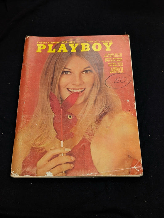 Playboy Magazine March 1971 Dick Cavett Interview Red Bunny Lollipop Cover