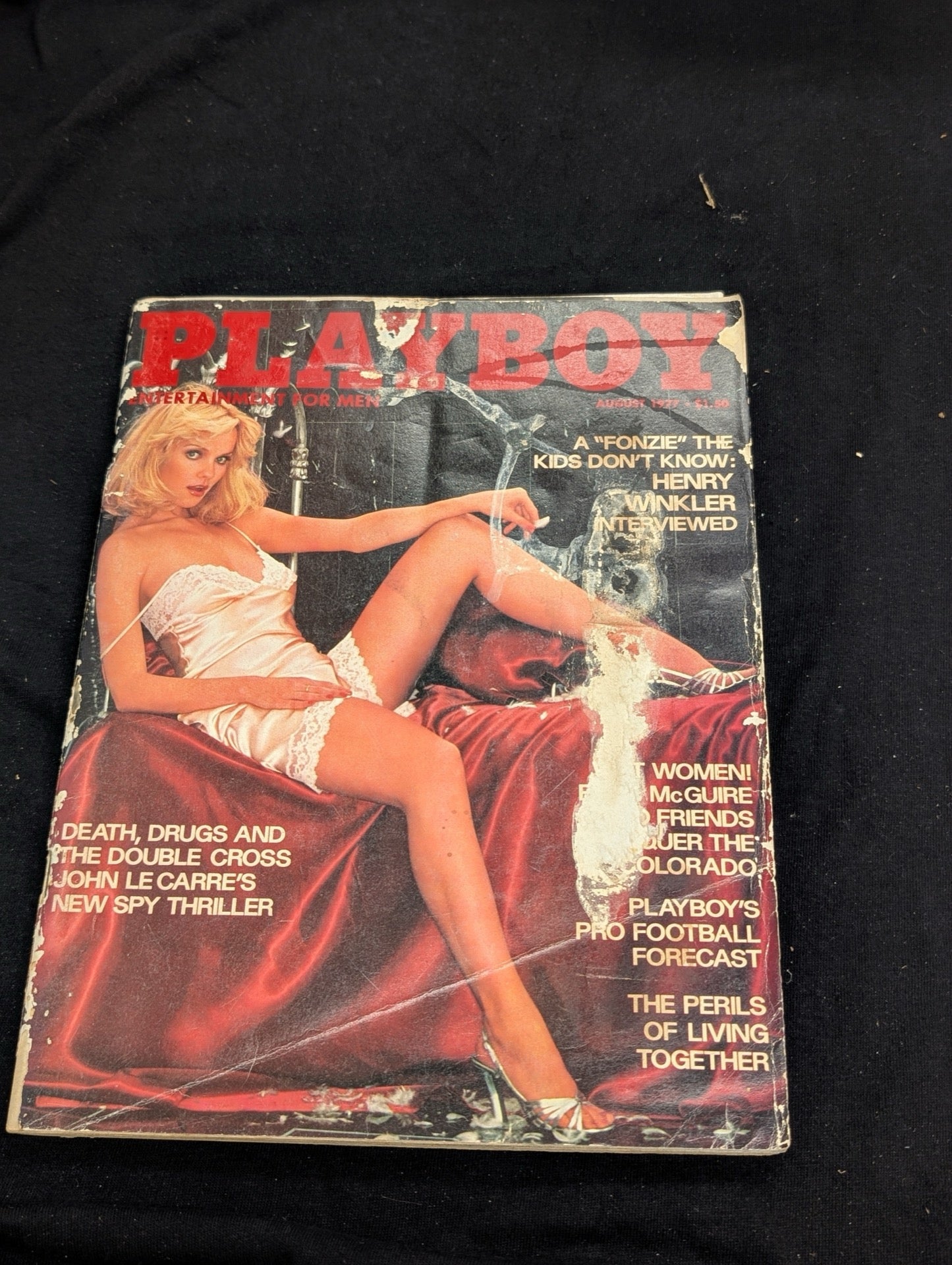 Playboy Magazine August 1977 Henry Winkler Interview Damaged Cover Reading Copy