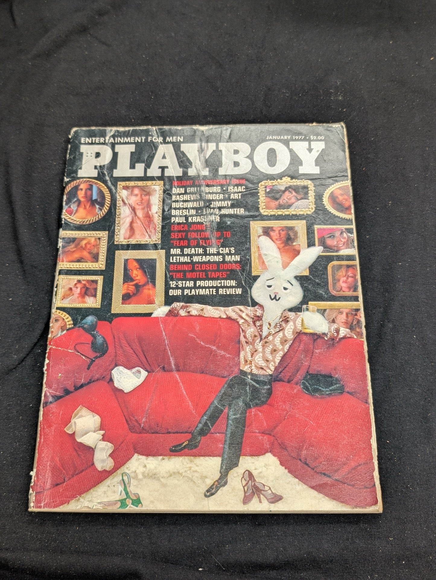 Playboy Magazine January 1977 Jimmy Breslin Erica Jong Rabbit Head Cover