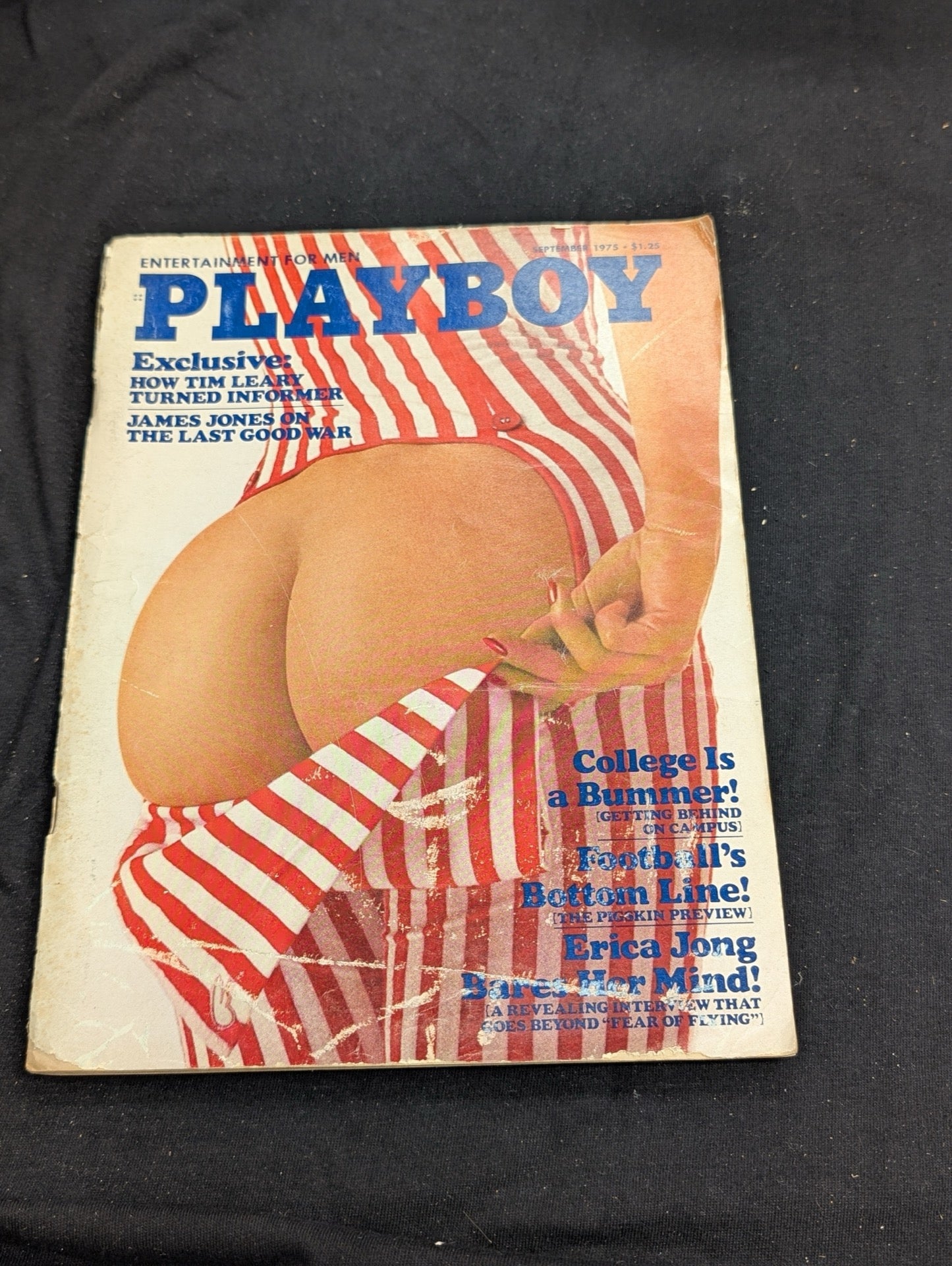 Playboy Magazine September 1975 Erica Jong Tim Leary Striped Overalls