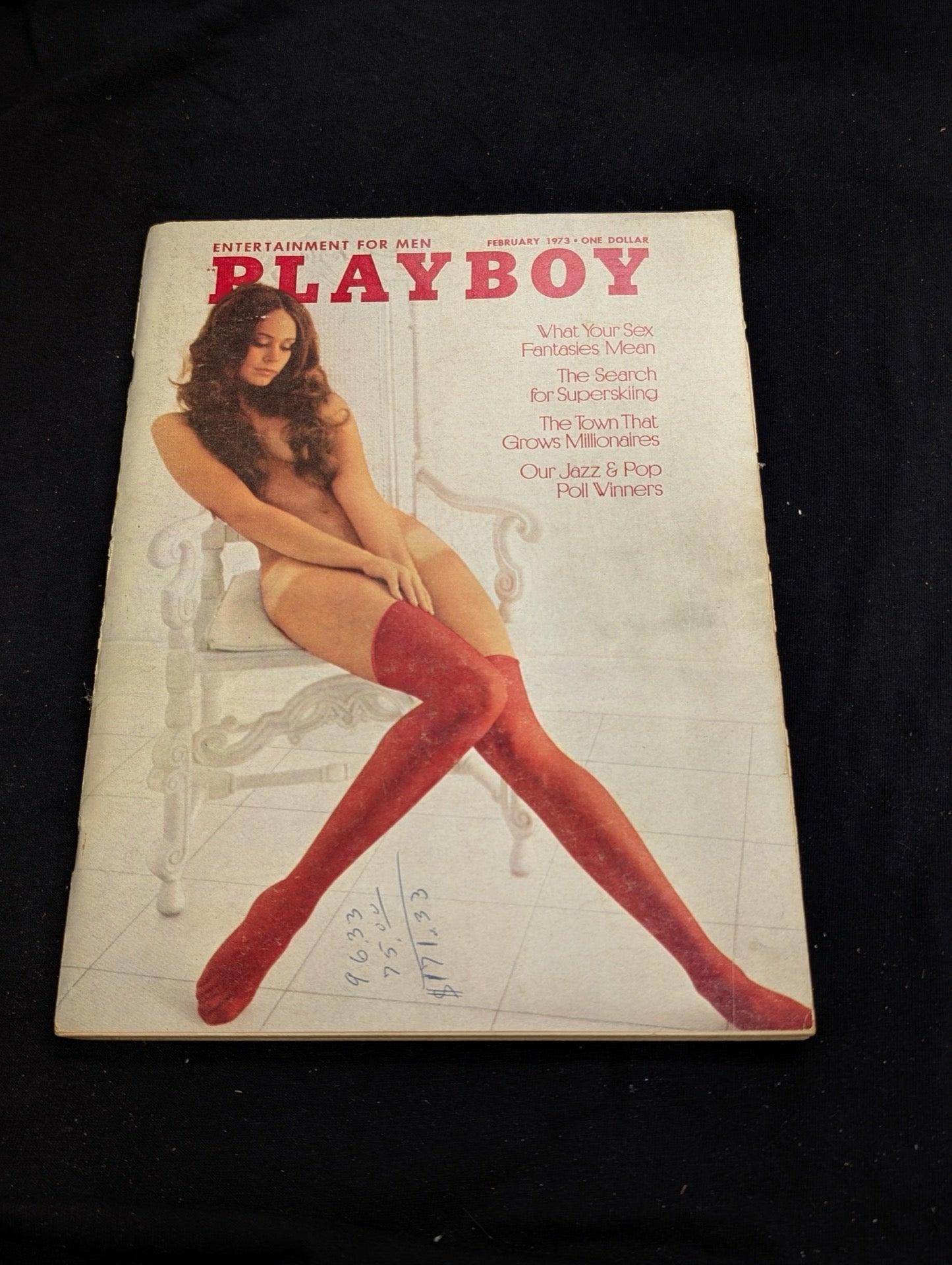 Playboy Magazine February 1973 Jeanette Larson Cover Red Stockings