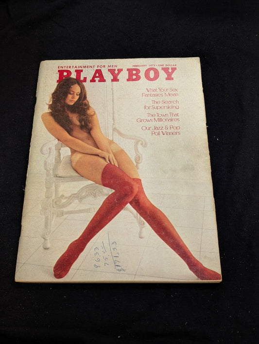 Playboy Magazine February 1973 Jeanette Larson Cover Red Stockings